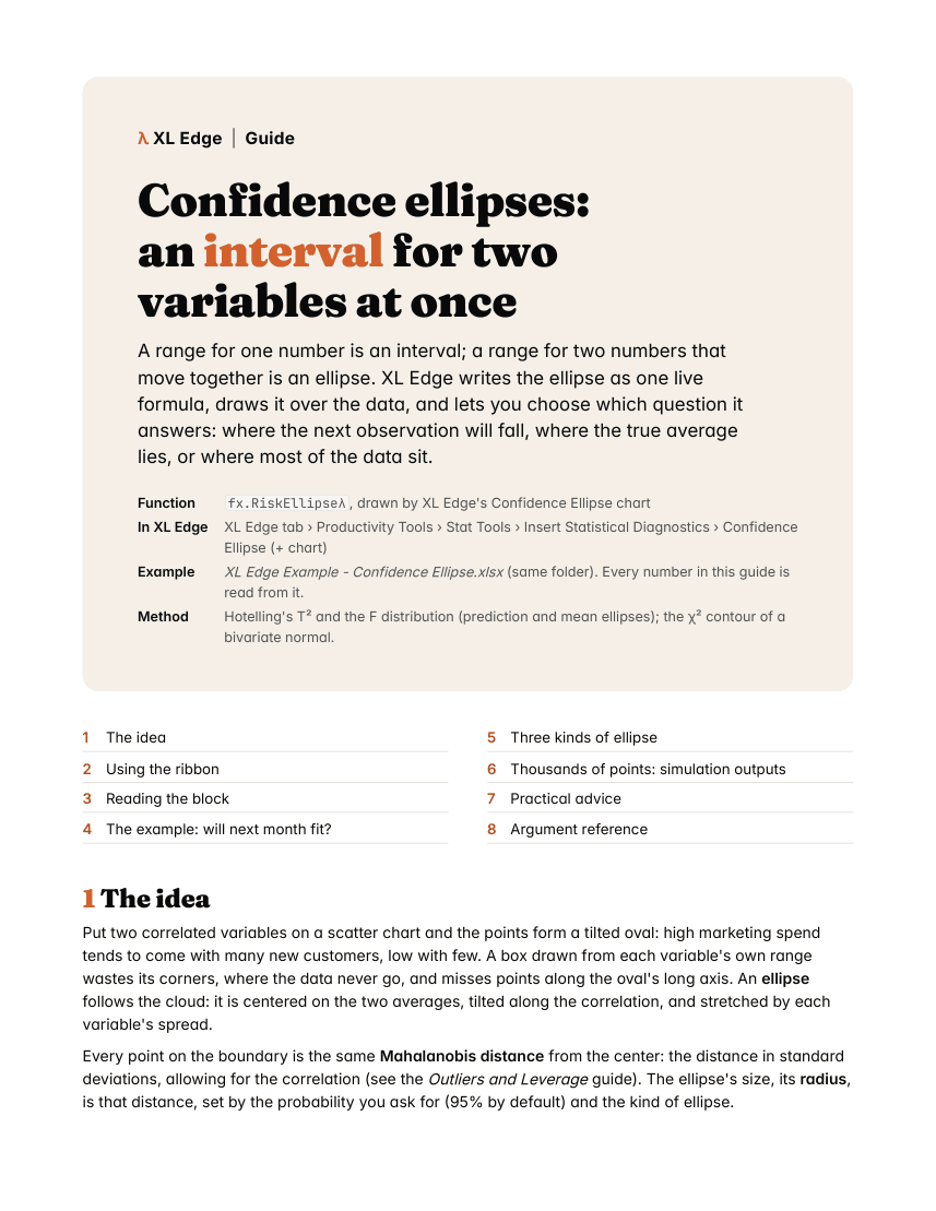 Page 1 of the Confidence Ellipse guide
