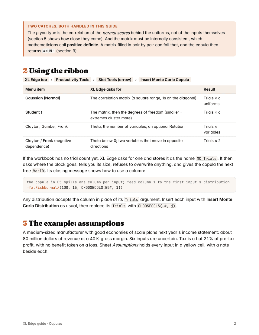 Page 2 of the Copula guide