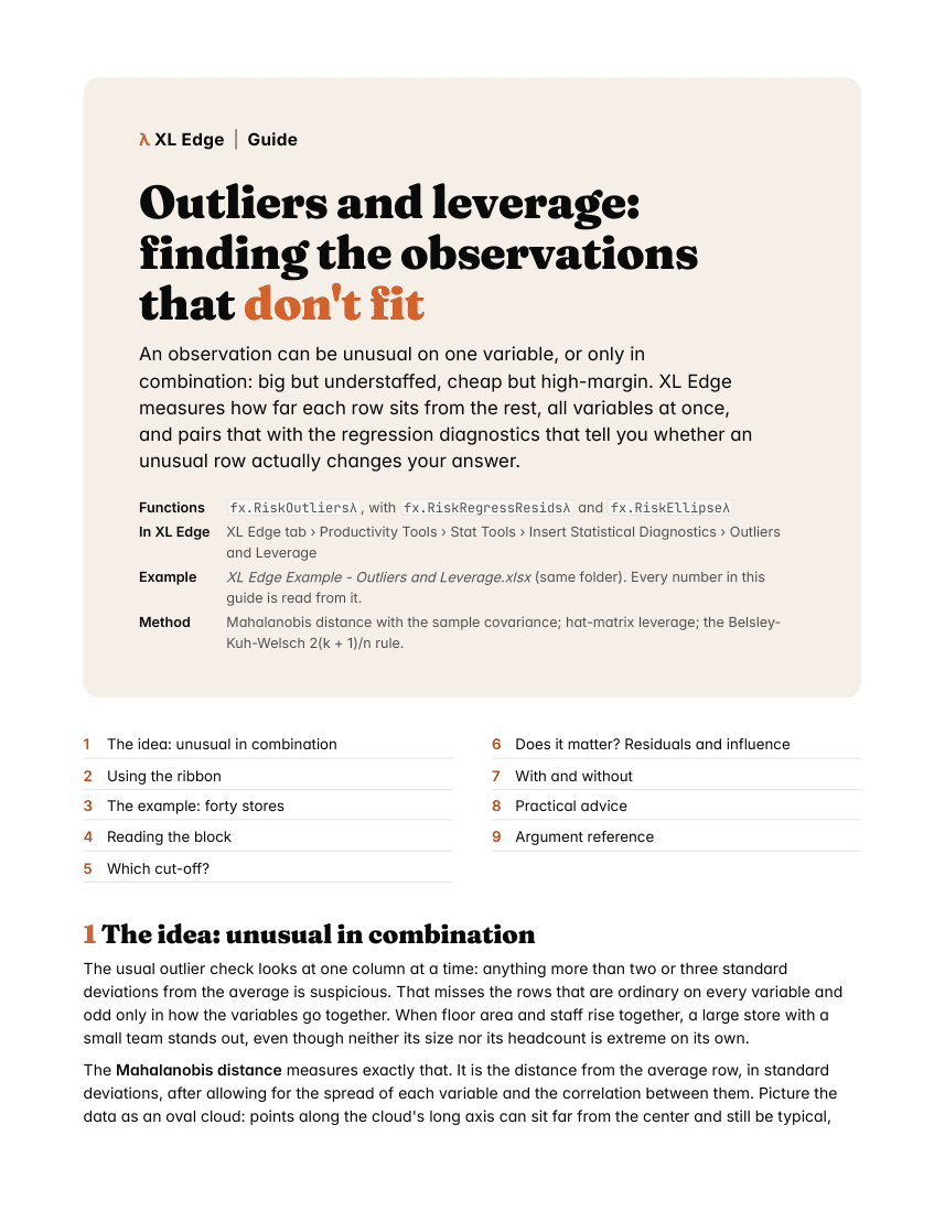 Page 1 of the Outliers and Leverage guide