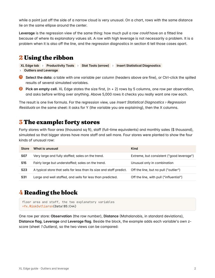 Page 2 of the Outliers and Leverage guide